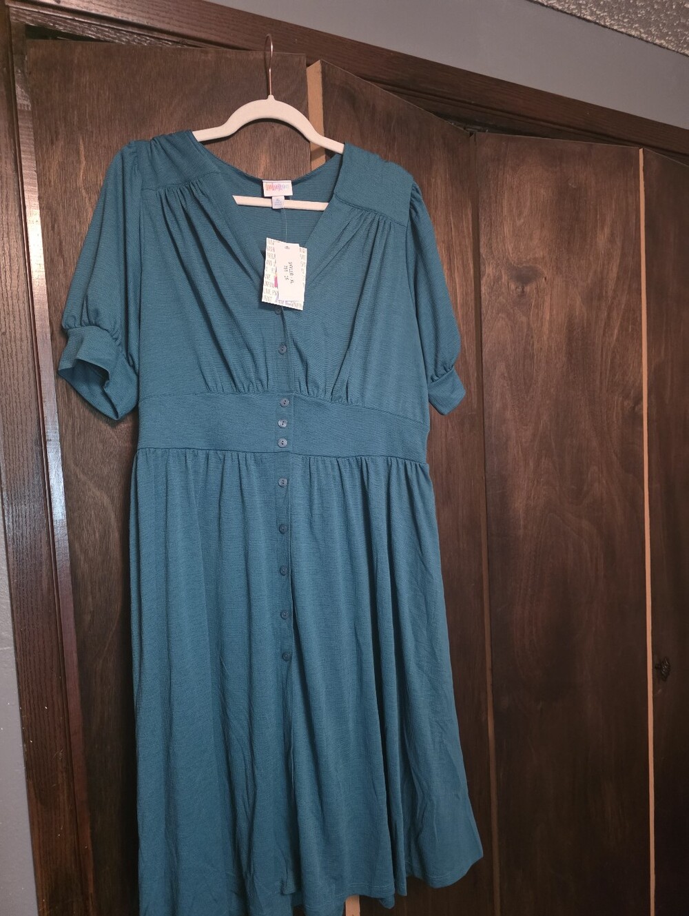 Teal Button-Front Midi Dress